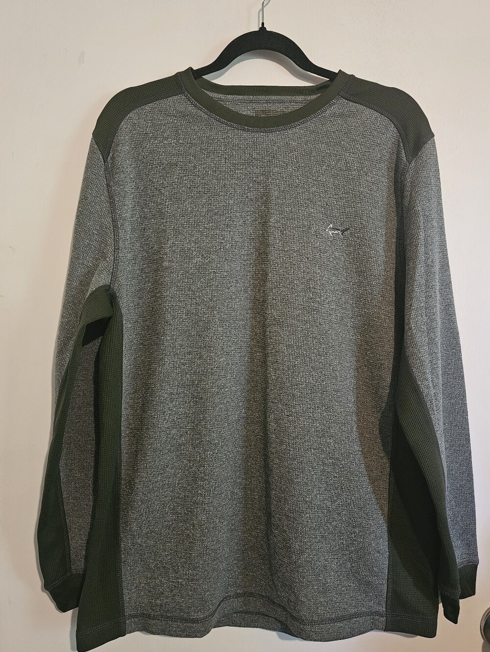 Greg Norman for Tasso Elba Men's Large Green Waffle Knit Shark Long Sleeve Shirt